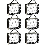 Hillban 6 Pack Soccer Gifts Bag with Handle Travel Toiletry Bag for Women Sport Goodie Cosmetic Organizer Clear Zipper Pouch for Soccer Party Favors Supplies