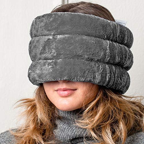 Huggaroo Soothe Unscented - Microwavable Heating Pad for Migraine Relief, Tension Headache Relief, Sinus Relief, Cramps Relief, Grey