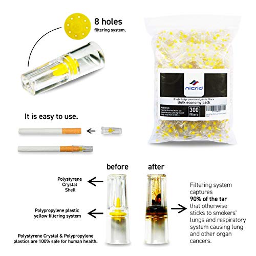 8 Hole 300 Disposable Cigarette Filters That Remove Tar, Tar Filters, Reduce Tar, Tar and Toxin Removal, Tar Bars for Cigarettes, Cigarette Filter Tips for Regular and King Size Cigarette - Image 5