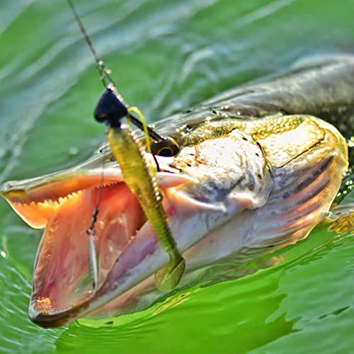 DAMIDEL 10Pcs/Box（2 Models Mixed） Jig Heads Swimbait Fishing Hooks,Worms Senko Soft Bait Weighted Hooks Set with Lead Weighted Hooks/Spinner Blades/Twistlock/Luminous, 1/5 oz 1/4oz 1/3oz 2/5oz (1/0) - Thumbnail 4