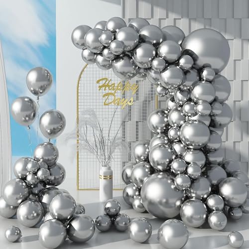 Image of Party Propz Silver Balloons For Decoration - Pack of 25 Pcs Silver Balloons | Balloon for Decorations | Balloon For Birthday | Birthday Decoration Items (Latex)
