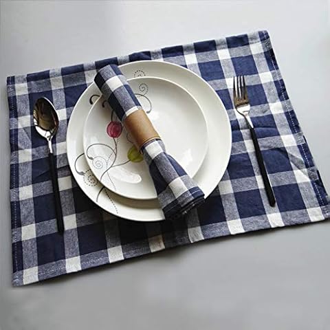 ZIOYCKL 6PCS Reusable Dinner Napkins Oversized 100% Cotton,19.7x27.5Inch, Blue/White Gingham Stripe Check Oversize Cloth Napkins with Mitered Corners, Soft,Durable Hotel Quality (Blue Gingham) Cover