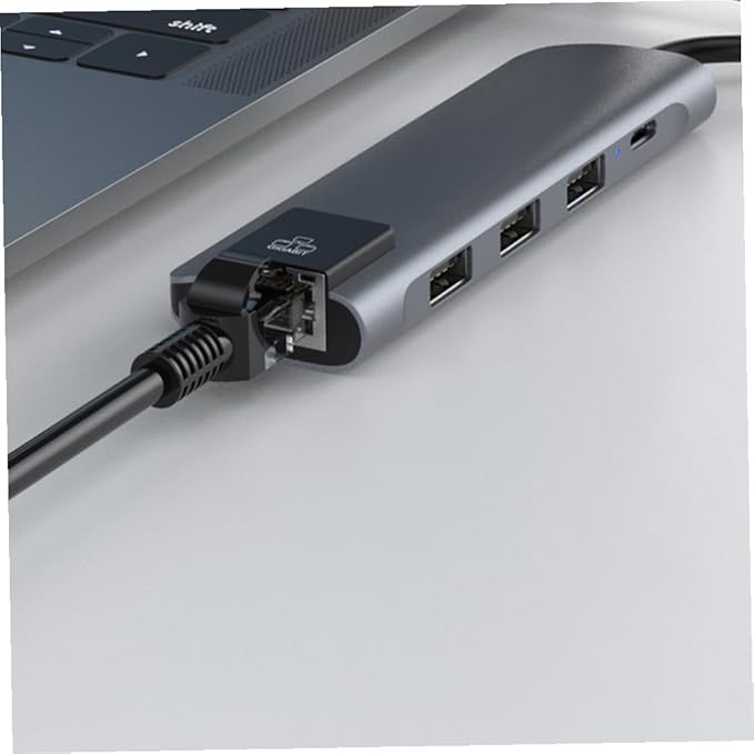 Estación de acoplamiento tipo C con carga PD y hub de red para laptops miniatura 3