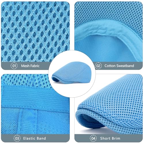 Image of meioro Men's Mesh Flat Cap Summer Breathable Newsboy Hats Beret Ivy Cap Gatsby Irish Cabbie Driving Hat Full Head Wrap