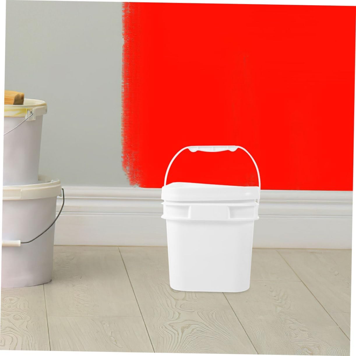 2pcs Square Plastic Paint Storage Bucket with Lid Handheld Containers for Oil Paint Versatile Use for Home Garage Outdoor Activities