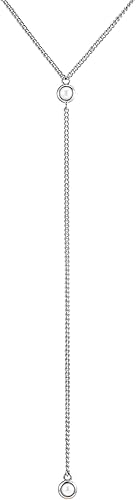 Vista 14 de Faire de la Mode 14k Gold Plated Sterling Silver Lariat Necklace with 2 Delicate Pearl in a 3.25" Dainty Drop Pendant, 16" - 19" Gold Plated