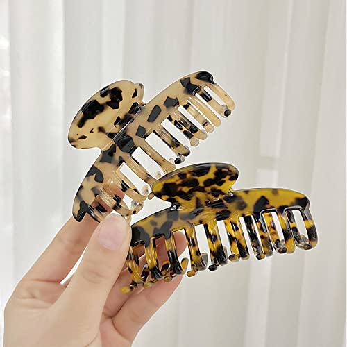 Ceetug Hair Claw Clips 2 Pcs Medium 3.3 Inch Tortoise Celluloid Hair Clips #TOP5