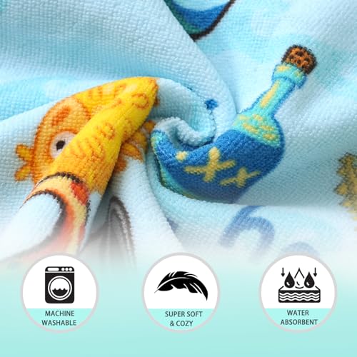 Image of NovForth Kids Beach Towel for Boys Girls, Hooded Bath Towel Wrap, Toddler Pool Towel with Hood