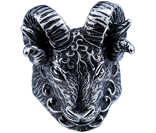 HIJONES Uomo Acciaio Inossidabile Anello del Corno...