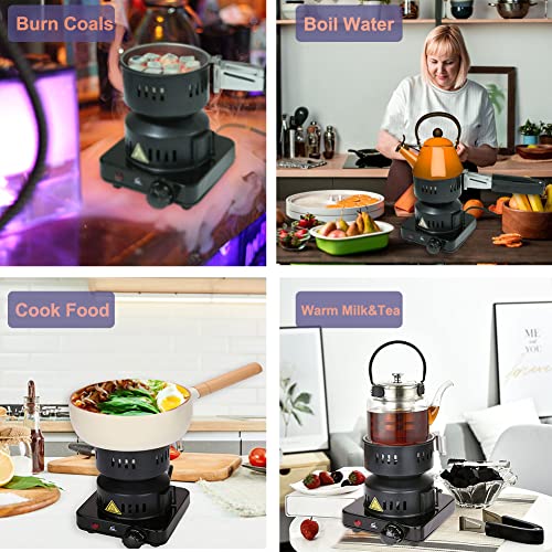 Charcoal Starter - Coal Burner Hot Plate Durable Faster Electric Coal Stove 120V~650W With Detachable Handle Stainless Steel Grill & Rack Smart Heat Control For Bbq Kitchen #TOP6