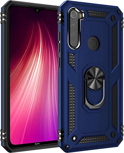 Image of DR VAKUHybrid Ring Armor Back Cover for Redmi Note 8 Tough Armor Bumper Case with 360 Metal Rotating Kickstand Ring Holder - Blue