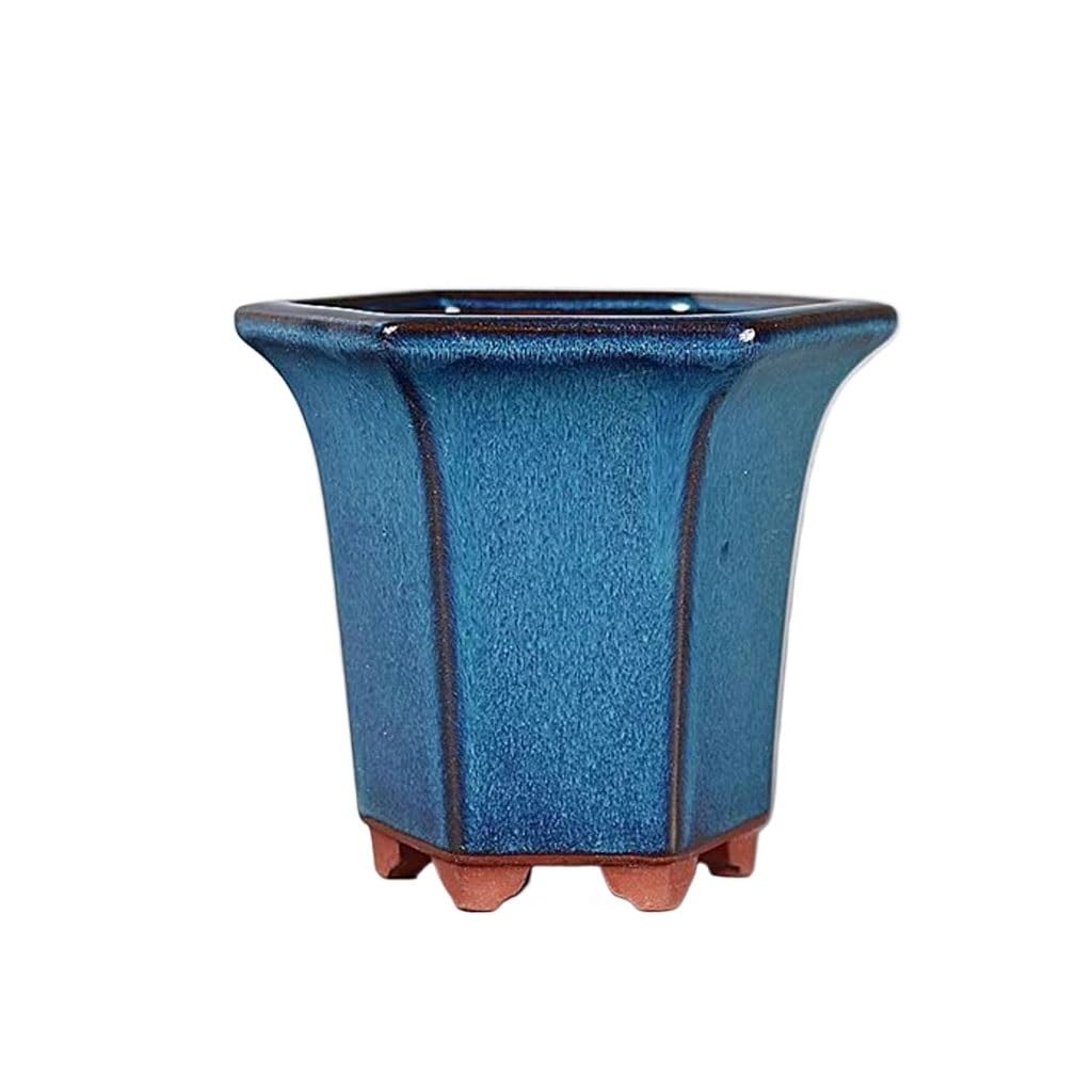 Pot pour plantes d'intérieur en céramique colorée hexagonale 13,5cm