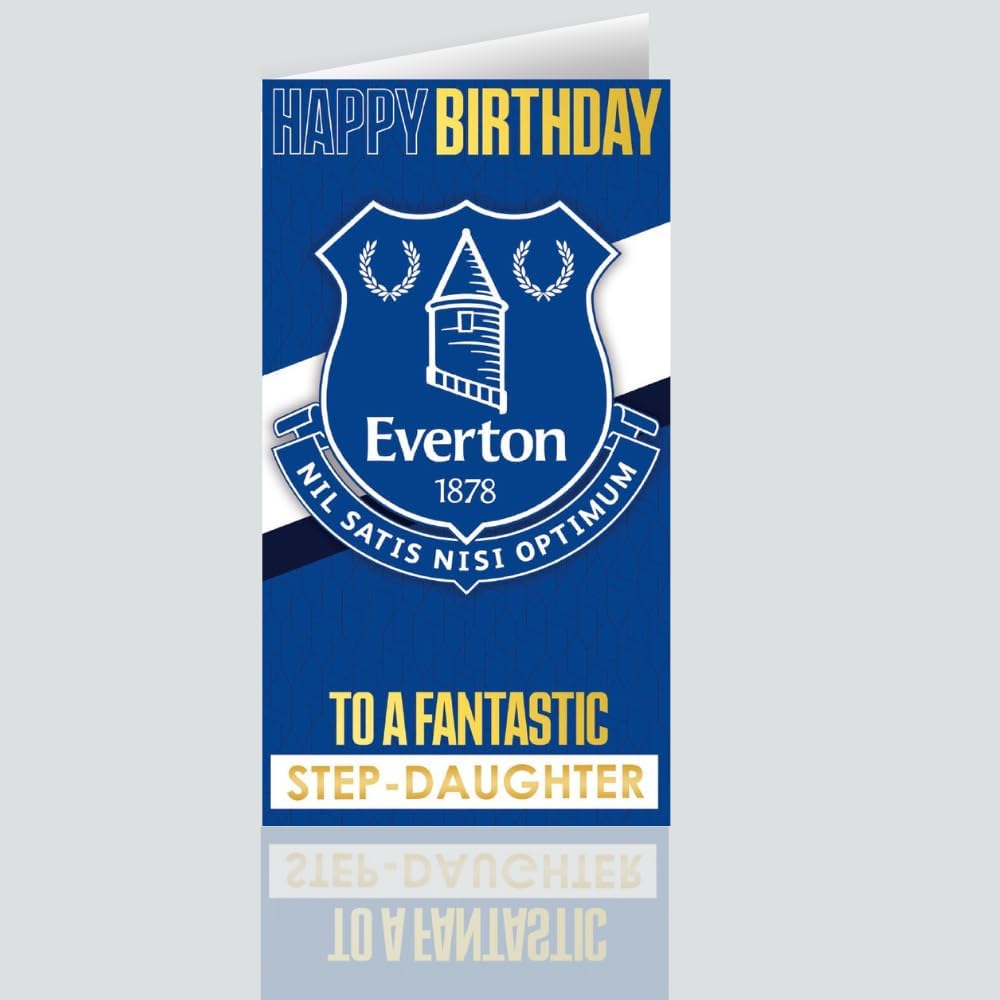 Everton Football Club Birthday Card. Comes with Stickers to Personalise with your Caption, Mum, Dad, Grandson, Boyfriend, Open Birthday Card, Blue
