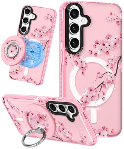 Coque Samsung A35 5G Magsafe Lotadilo avec anneau aimanté motif fleur de pêcher chic