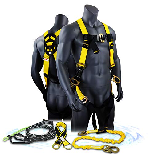 KwikSafety (Charlotte, NC) THUNDER KIT | 3D Full Body Safety Harness, 6Â’ Lanyard, Tool Lanyard, 3Â’ Cross Arm Strap Anchor ANSI OSHA PPE Fall Protection Arrest Restraint Construction Roofing Bucket
