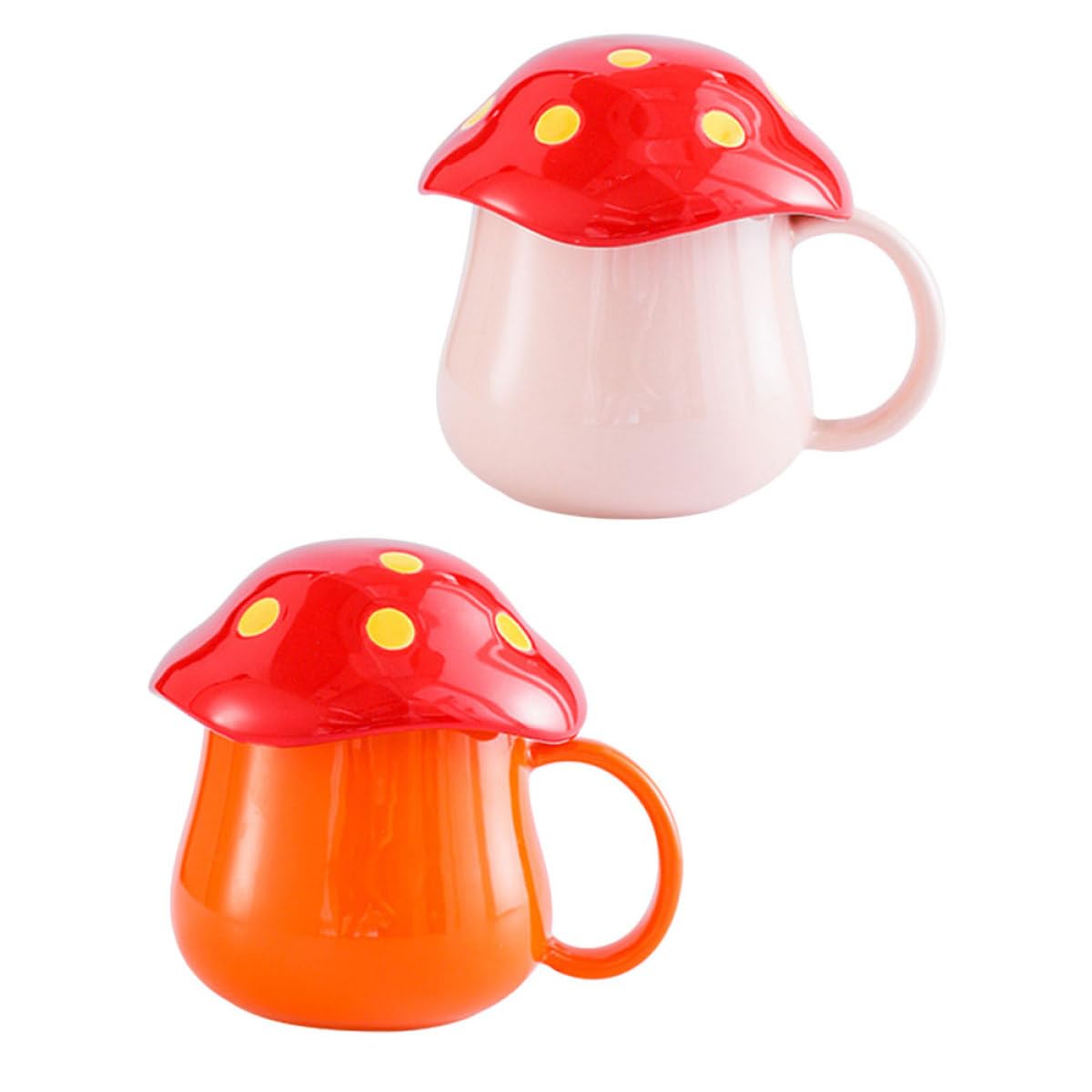 SUPVOX Tazza da Caffè in Ceramica a Forma di Fungo Set 2 Pezzi, Tazza per Colazione e Bevande Calde, Superficie Liscia e Impugnatura Comoda per Uso Quotidiano