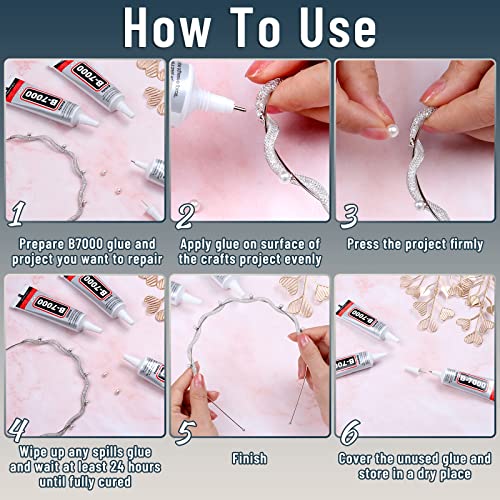 Image of B-7000 Craft Glue for Jewelry Making, Multi-Function B-7000 Super Adhesive Glues Liquid Fusion Glue for Rhinestones Crafts, Clothes Shoes, Fabric, Jewelry Making, Cell Phones (3x25 ml /0.9 oz)