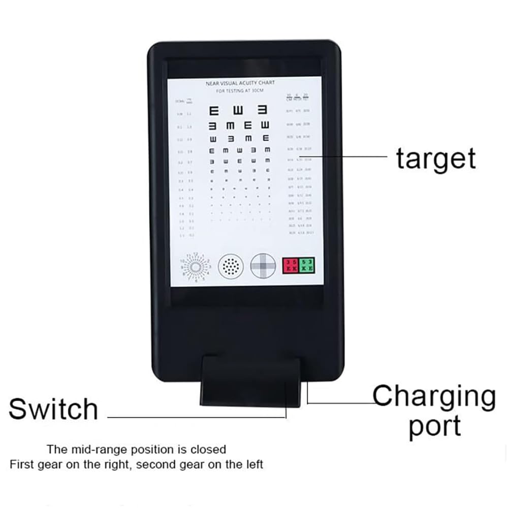 Tabla de optometría LED para pruebas de visión cercana, brillo ajustable, para presbicia y exámenes oculares