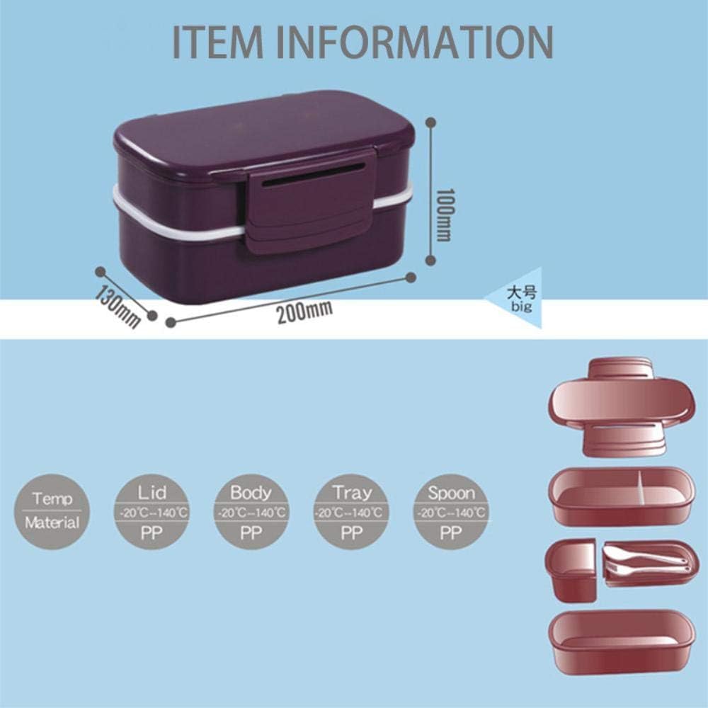 1400ml Microonde Doppio Strato Luh Box Plastica Bento Luh Scatola Contenitore per Alimenti Lavoratori Studente Luhbox con Scomparti, Coffee