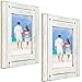 Rustic Shabby Chic White Weathered Distressed Vintage Style Wooden Picture Frame with Self-Stand Easel, Holds a 5"x7" Photo (Pack of 2)