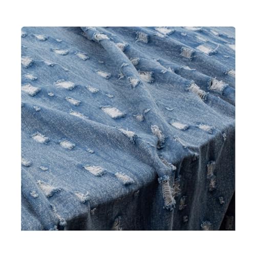 Tissu en denim de coton doux bleu délavé de qualité supérieure pour couture artisanale 10x1.5m