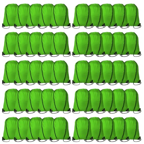 Topspeeder 60 Pieces Drawstring Backpack Bags Sports Sackpack Bulk Cinch Gym Bag for Women Men Outdoor Sports Backpack for St. Patricks Day Gift (Green)