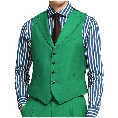 Men's Business Suit Vest Notch Lapel Slim Fit Dress Waistcoat for Wedding Party Dinner