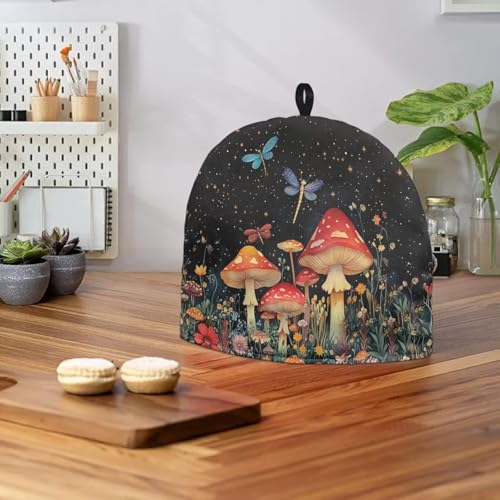 Image of Mushroom Dragonfly Floral Teapot Cozies Keep Warm Insulated Cozy for Teapots Breakfast Warmer Kettle Cover Kitchen Accessories