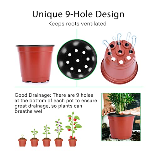 Vivosun 50Pcs 6 Inch Planter Nursery Pots, Plastic Pots For Flower Seedling #TOP4