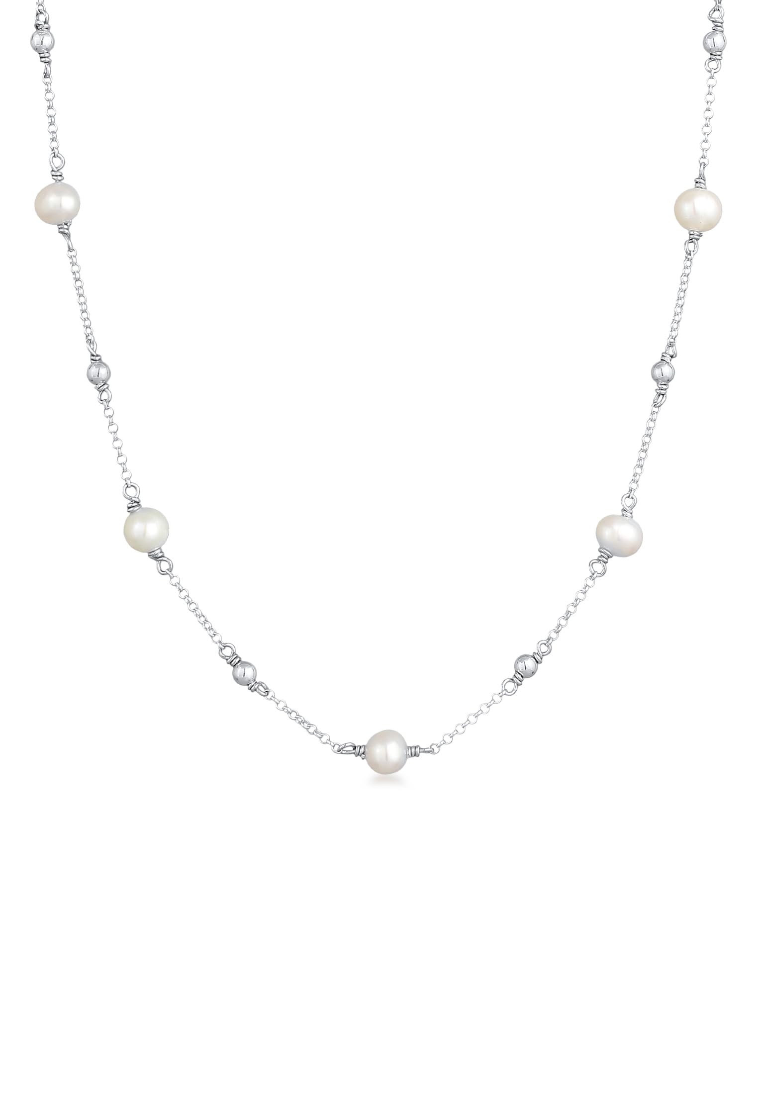Elli Necklace Ladies Balls Filigree with Freshwater Pearls in 925 Sterling Silver Gold Plated