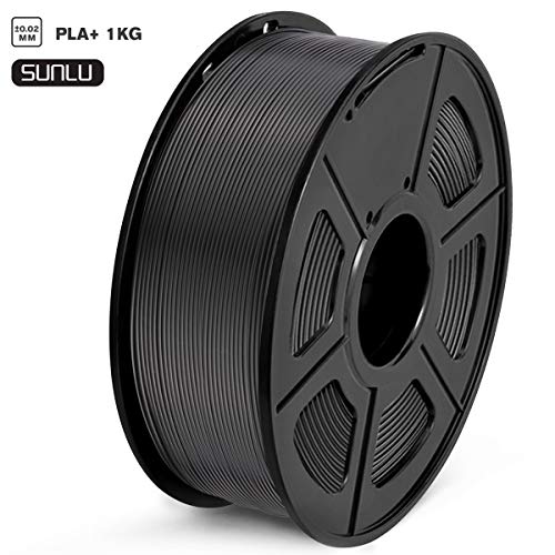 PLA 3D Printer Filament, SUNLU PLA Plus Filament 1.75mm, Dimensional Accuracy +/- 0.02 mm, 1 kg Spool, 1.75mm, PLA+ Black