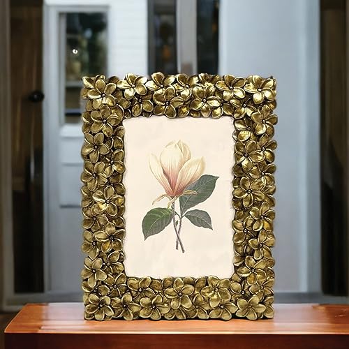 Image of Art Street Elegant Floral Resin Vintage Table Photo Frame 4x6 Inch Photo, Decorative Frames Perfect for Home Decor, Unique Gift Idea, Durable, Birthday, Wedding, Return Gift - Royal Gold