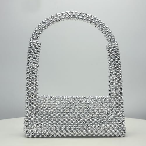 Image of Miuco Pearl Bag Clutch Purses For Women Wedding Bride Purse Sparkly Glitterl Beaded Handbag