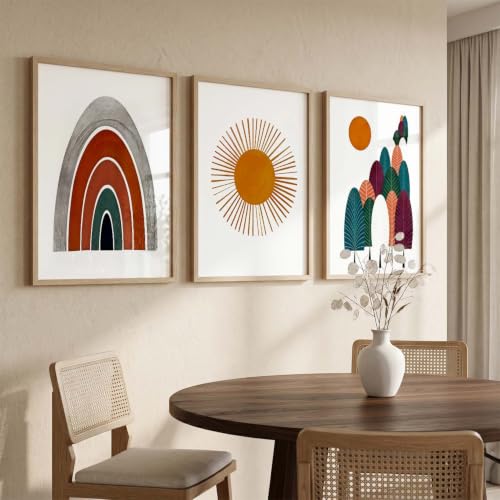 Image of kotart Boho Painting Wall Art Home Decoration Paintings With Frame For Living Room Bed Room Hotel Wall Decor Digital Reprint Set of 3 (13X17 inch)