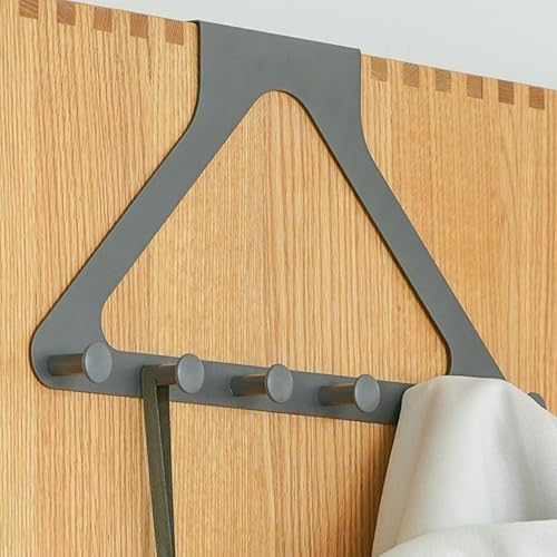 Gancho de metal gris para colgar sobre la puerta, con forma trian...