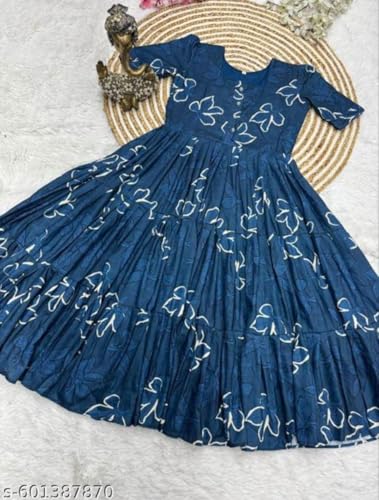 Image of Modestouze Attires Women's Paisley Pattern Rayon Midi Dress with Half Puff Sleeve Round Neck Calf Length and Pull On Closure Type