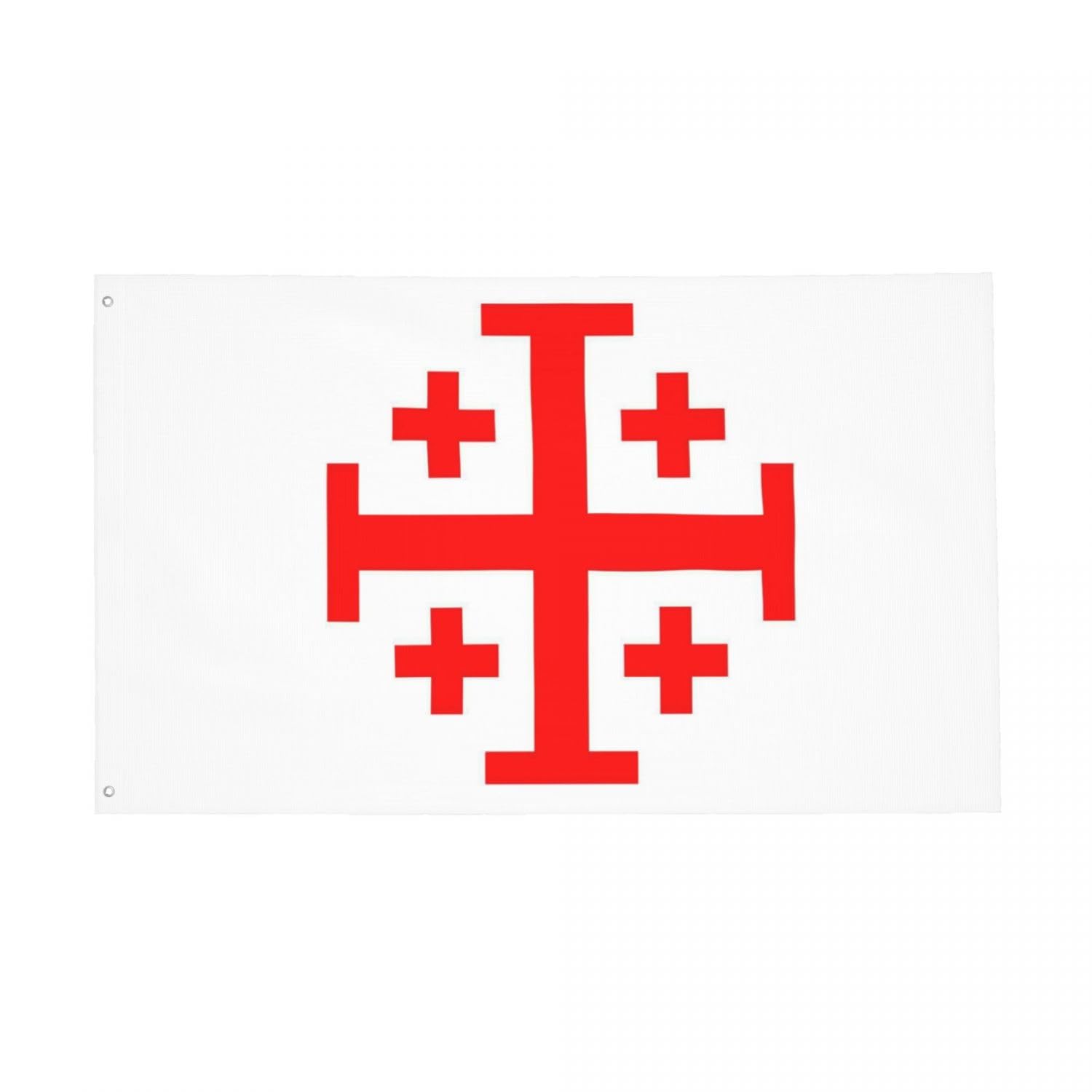 Jerusalem Cross Flag – 3x5 Ft Crusader Flag Knights Templar Banner with Brass Grommets – Vivid Color Double Stitched Durable Polyester Bandera de Decor Indoor Outdoor