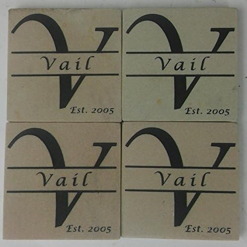 Personalized Stone Coaster Set of 4 Sandblast Engraved