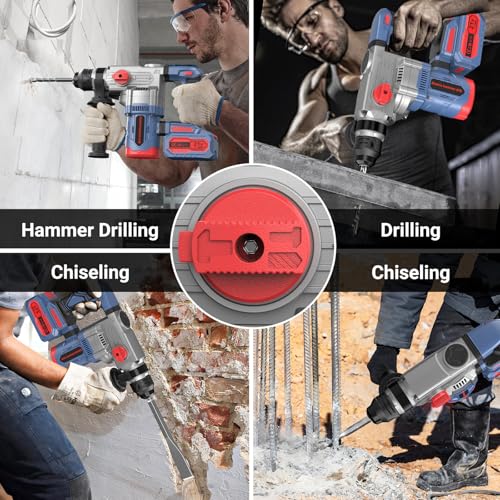 Akku Bohrhammer Professional 2x 4.0Ah Akku, Bürstenloser Motor, SDS Plus, Schlagenergie 2.3J Anti-Vibrationsgriff, 1300W, Maximaler Bohrendurchmesser 30 mm – Bild 4