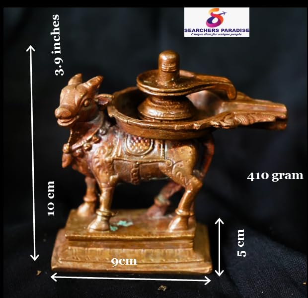 Image of Copper God Idols Shivalingam Wih Nandhi Combo Set,3.9 inches, 410 Grams, Patina Antique Finish, Pack of 1 Piece
