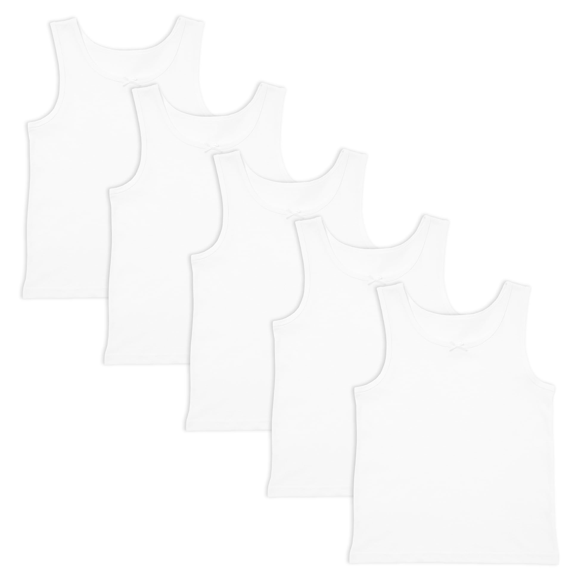 Girls TEW 5 Pack Vests - 8/9 YRS - White