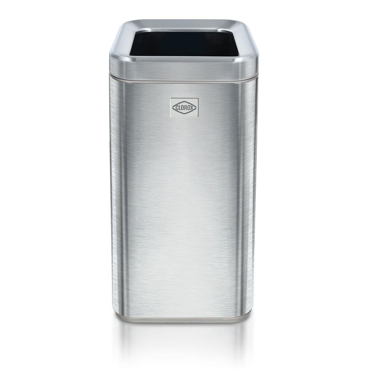 Clorox Cubo de basura delgado y abierto, cesta de basura pequeña de metal de 10 litros con cubo extraíble para espacios estrechos, cubo de basura de acero inoxidable para baño, dormitorio u oficina