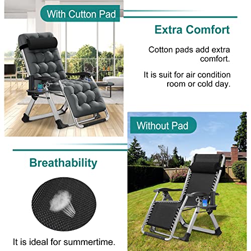 Zero Gravity Chair, Lawn Recliner, Reclining Patio Lounger Chair, Folding Portable Chaise With Detachable Soft Cushion, Cup Holder, Headrest #TOP5