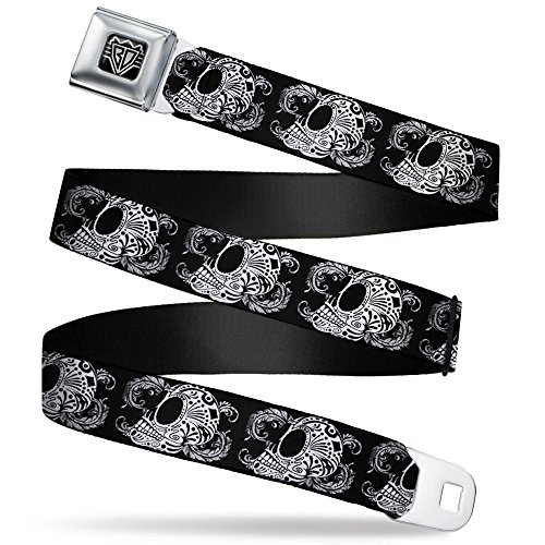 Cinturón de seguridad con estampado de tatuaje de calavera floral duradero