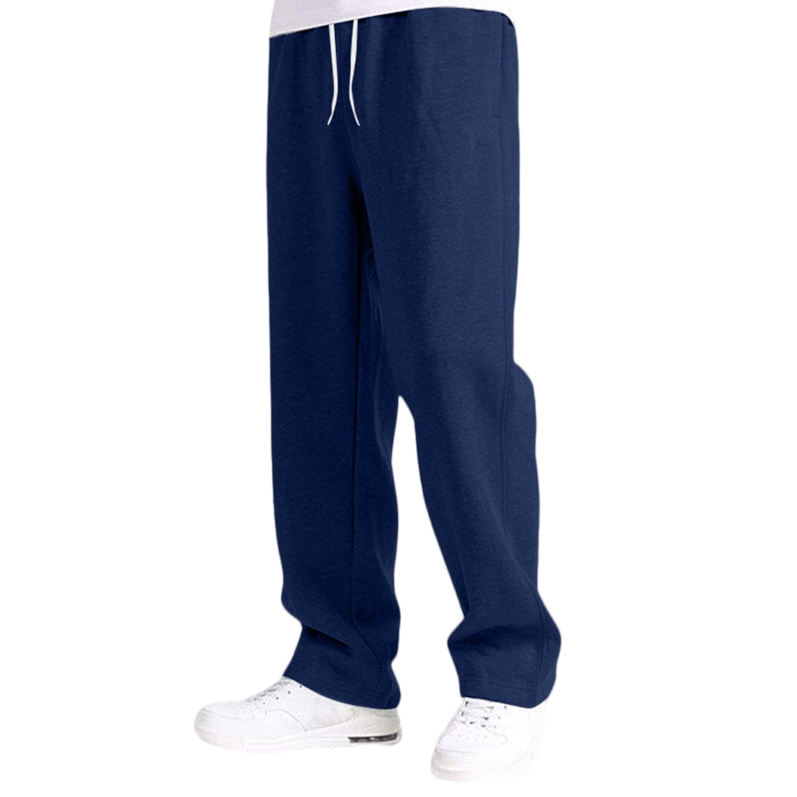 Mens Baggy Sweatpants Wide Leg Lounge Sweat Pants with Pockets Fleece Open Bottom Pants Elastic Waist Athletic Joggers