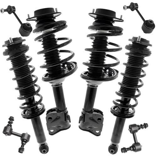 Image of Detroit Axle - 8pc Front Rear Struts Sway Bars for 2014 2015 2016 Subaru Forester, 4 Struts with Coil Springs 4 Sway Bar End Links Replacement Suspension Kit