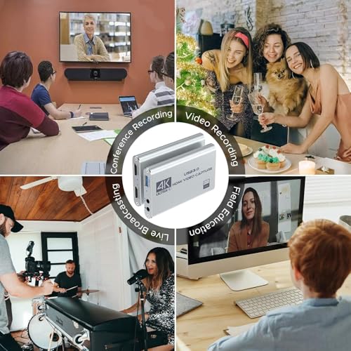 4K HDMI Video Capture Card,Audio Video Capture Card,USB3.0 1080P 60FPS Video Recorder für Streaming Gaming Broadcasting, funktioniert mit Xbox Series X/S, Xbox One X/S, PS5,Switch/Kamera/PC/OBS