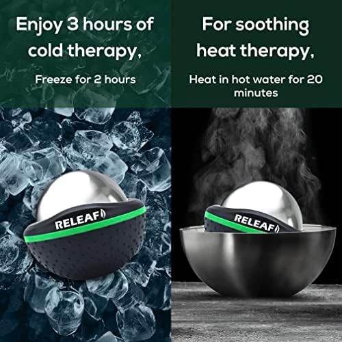 Releaf Hot & Cold Therapy Massage Roller  60mm Stainless Steel Ball for Deep Tissue Relief  3 in 1 Portable Tool to Relieve Muscle Tension and Soreness