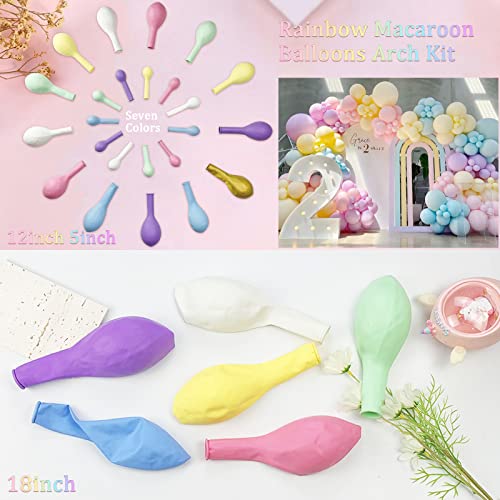 Janinus Pastel Balloon Garland 7 Colors Rainbow Balloons - Romantic Color Combination Balloons Sets 5 12 18 Inch Large And Small Balloons For Baby Shower Birthday Wedding Ice Cream Party Decorations #TOP2