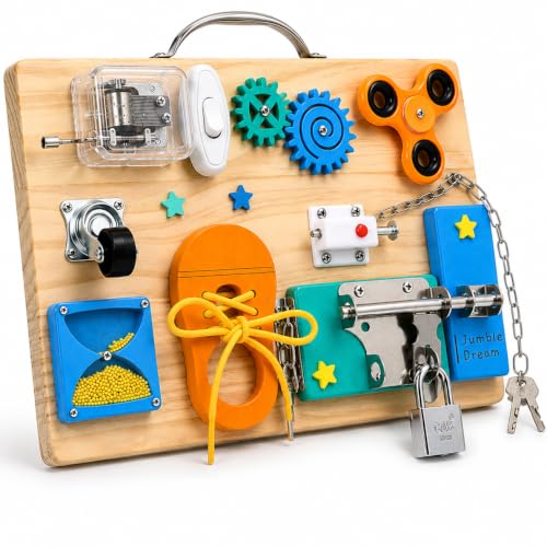 Image of Jumble Dream Montessori Busy Board, Sensory Toddler Toy 3+, Tropical Twist